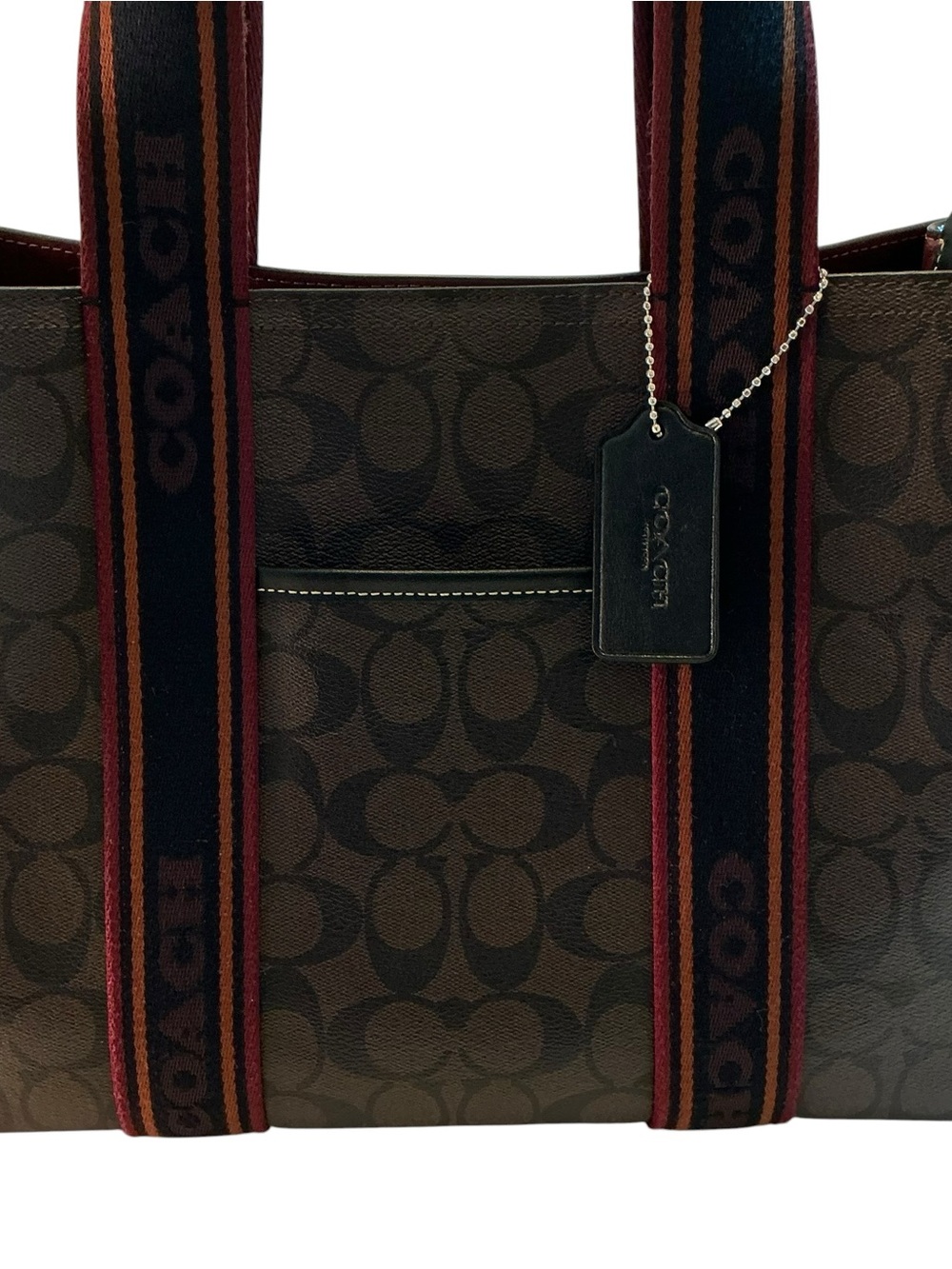 COACH SMITH Tote SN058 Brown, Black Signature COACH Logo MED Bag, Canvas Leather - Picture 3 of 15